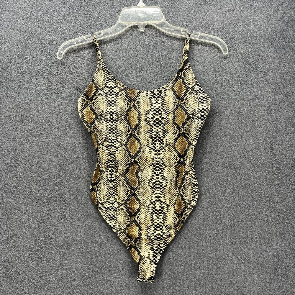 Hera Collection Bodysuit Womens Small Snake Skin Print Sleeveless Snap Celebrity